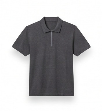 Zip-Placket Polo Shirt